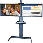 Unicol ACHP {calcProductGroup} Twin-Screen Hi-Level Plinth Stand ({calcScreenSizeRangeINCH} / {calcMaxWeightKG}; VESA {calcVESARange}; {calcScreenCentreHeightMinCM}–{calcScreenCentreHeightMaxCM} to screen centre)