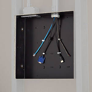 Enclosure for recessed space behind Chief monitor wall brackets