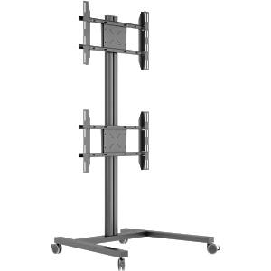 M Display Stand 180 Dual Vertical Black Dual Monitor Trolley